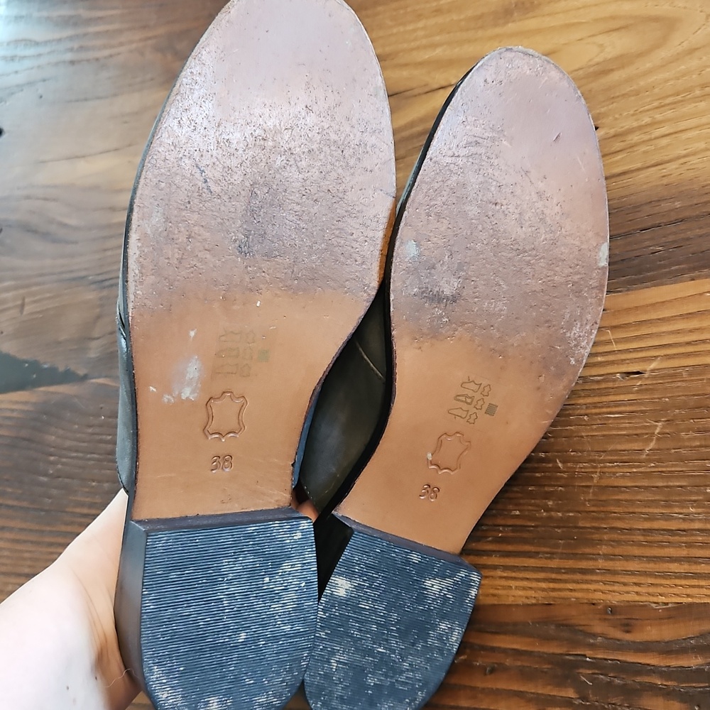 Free People Gray Leather Lace-Up Mule Clogs - Picture 5 of 5